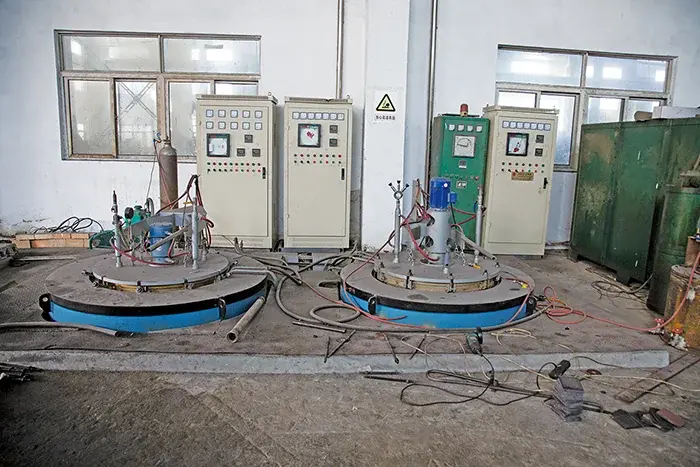 Heat treatment equipment with control panels in the workshop